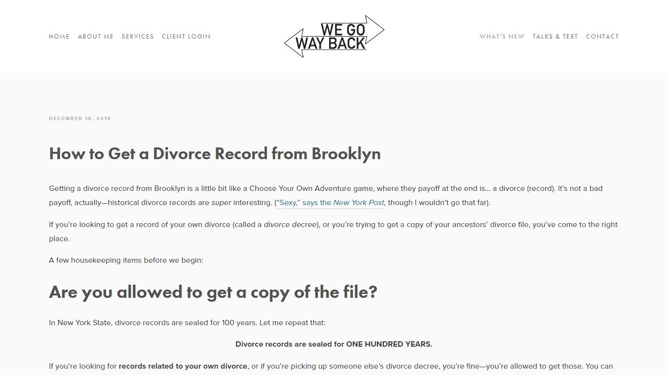 How to Get a Divorce Record from Brooklyn | We Go Way Back LLC